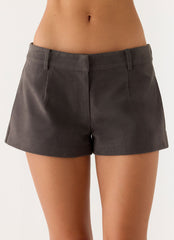 Jeremy Faux Suede Shorts - Tan Grey