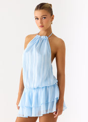 Parade Halter Mini Dress - Baby Blue