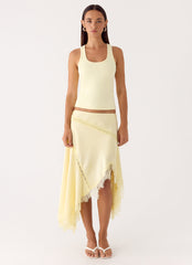 Suay Asymmetrical Midi Skirt - Yellow