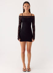 Just This Once Lace Mini Dress - Black