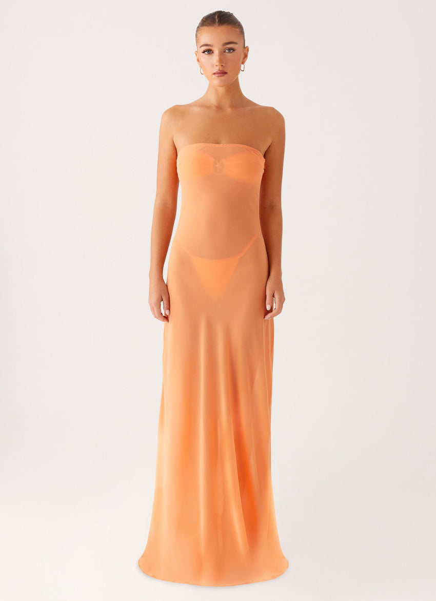 Mattie Strapless Maxi Dress - Orange