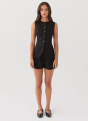Born for Bordeaux Linen Vest - Black
