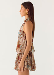 Rhodanthe Drop Waist Mini Dress - Desert Blur
