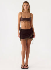 Sahana Beaded Mini Skirt - Chocolate